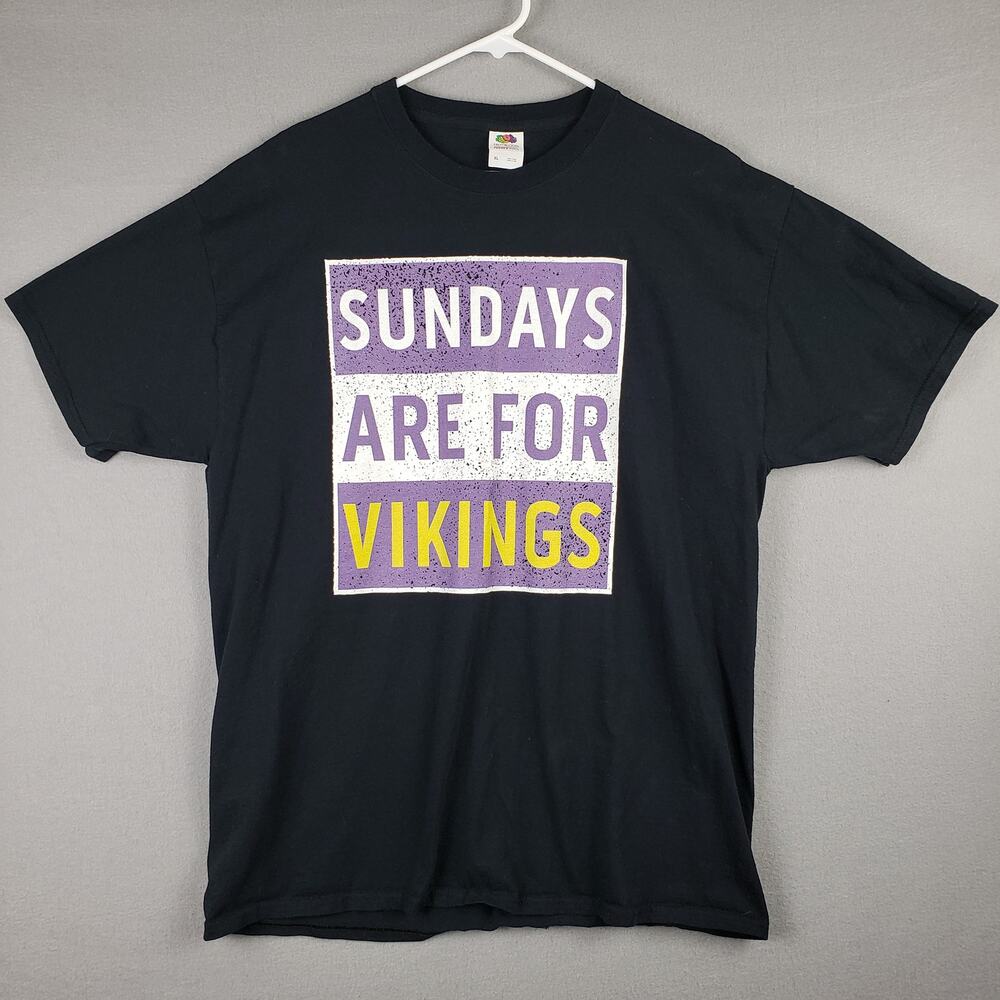 Sundays Are For Vikings Graphic Tee Shirt Black Minnesota Football Gameday Sz XL